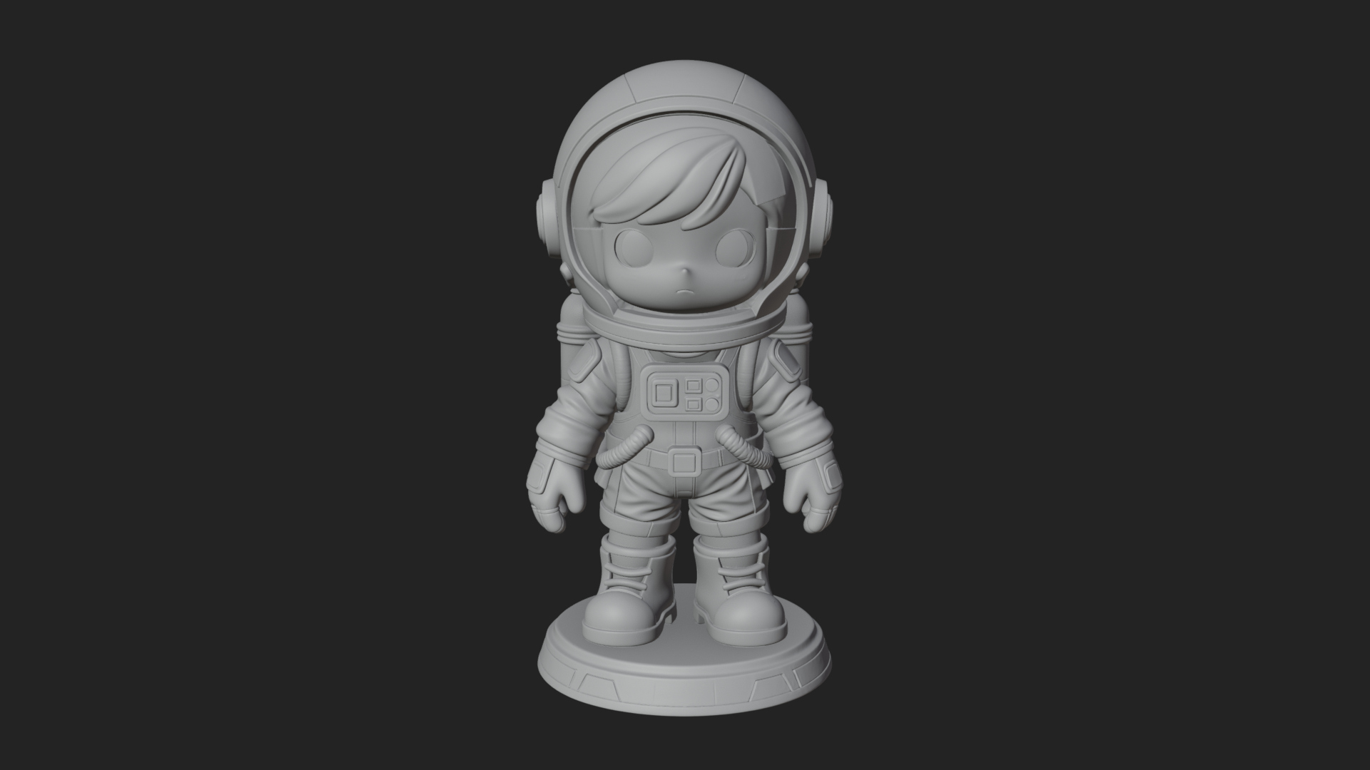 Chibi Astronaut in Suit Statue Design 5 3D Print Model 3D Model