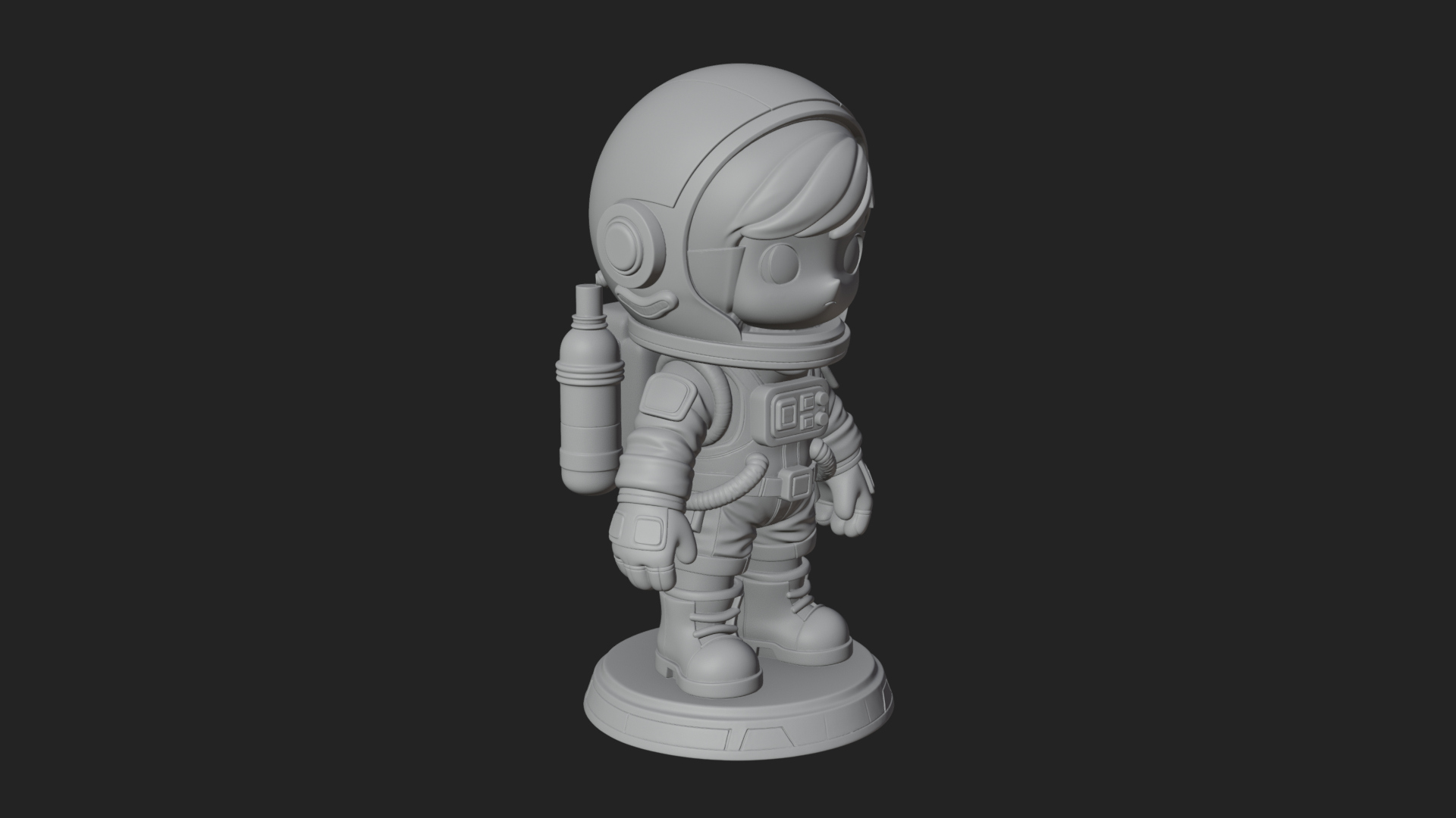 Chibi Astronaut in Suit Statue Design 5 3D Print Model 3D Model