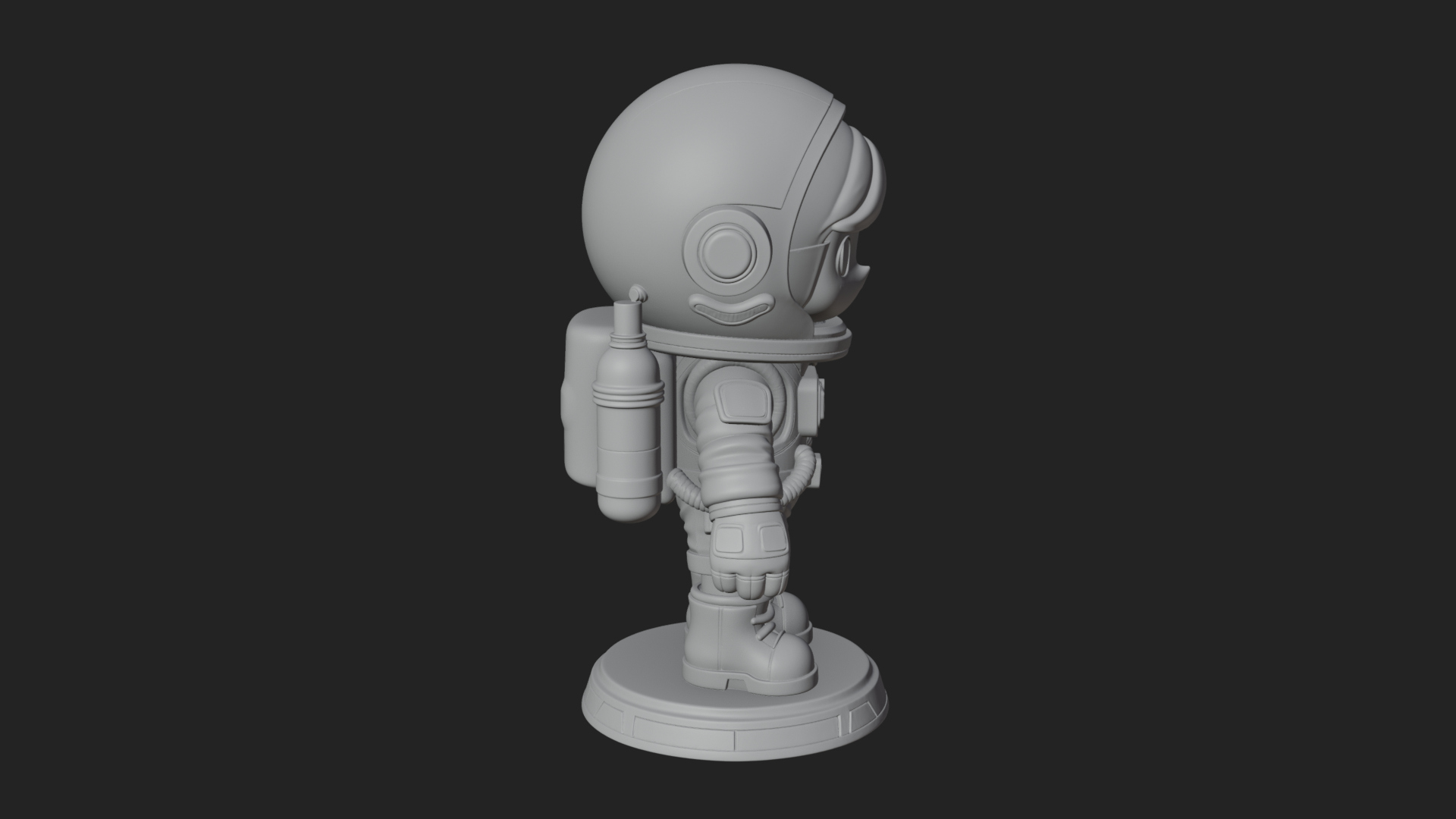 Chibi Astronaut in Suit Statue Design 5 3D Print Model 3D Model