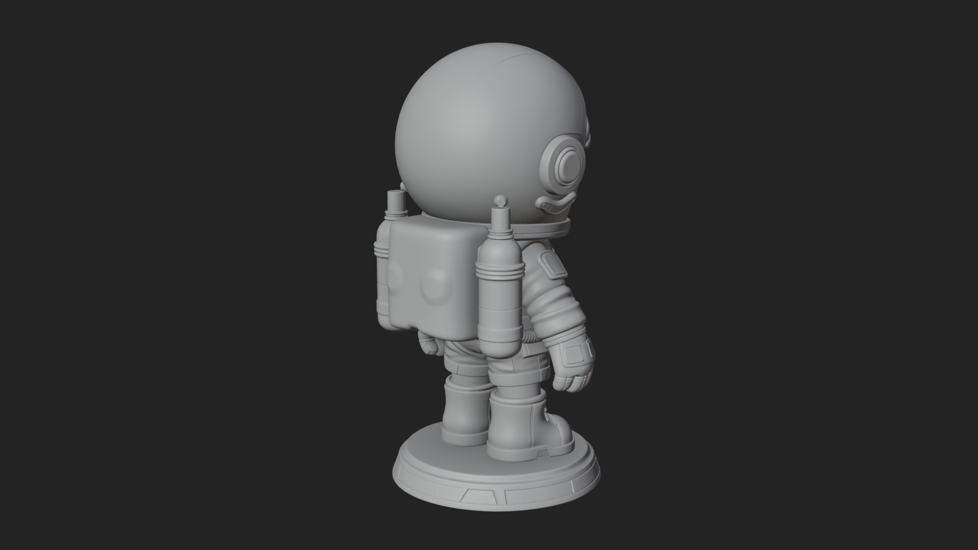 Chibi Astronaut in Suit Statue Design 5 3D Print Model 3D Model