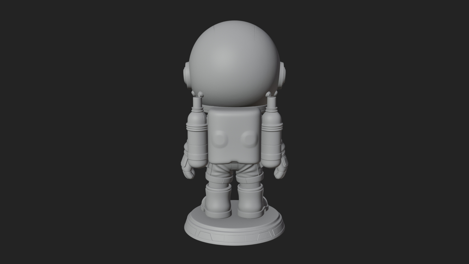 Chibi Astronaut in Suit Statue Design 5 3D Print Model 3D Model