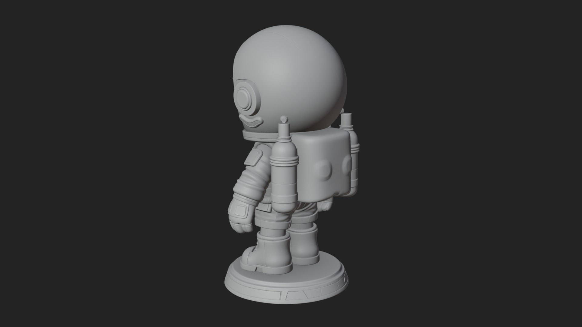 Chibi Astronaut in Suit Statue Design 5 3D Print Model 3D Model