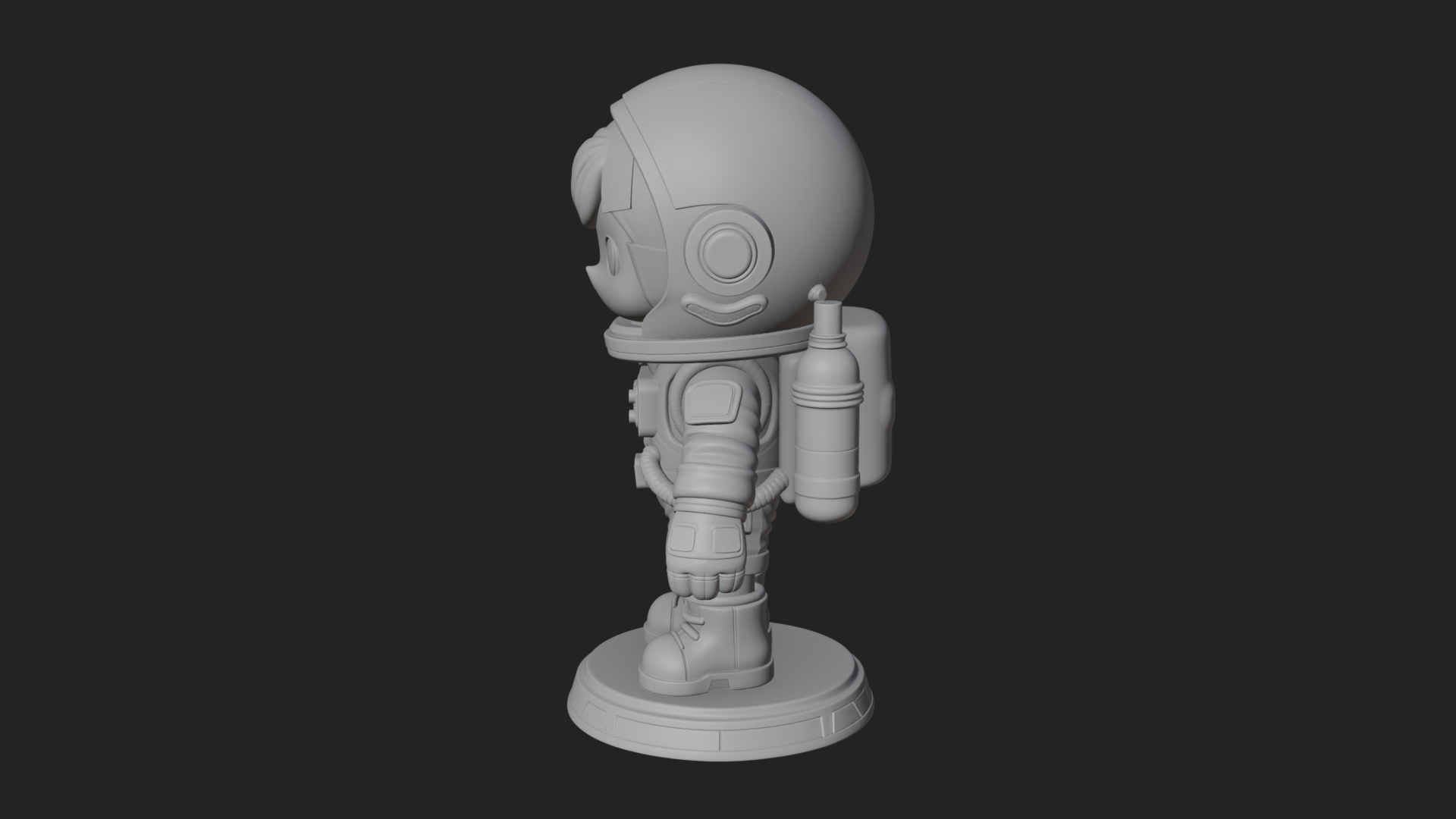 Chibi Astronaut in Suit Statue Design 5 3D Print Model 3D Model