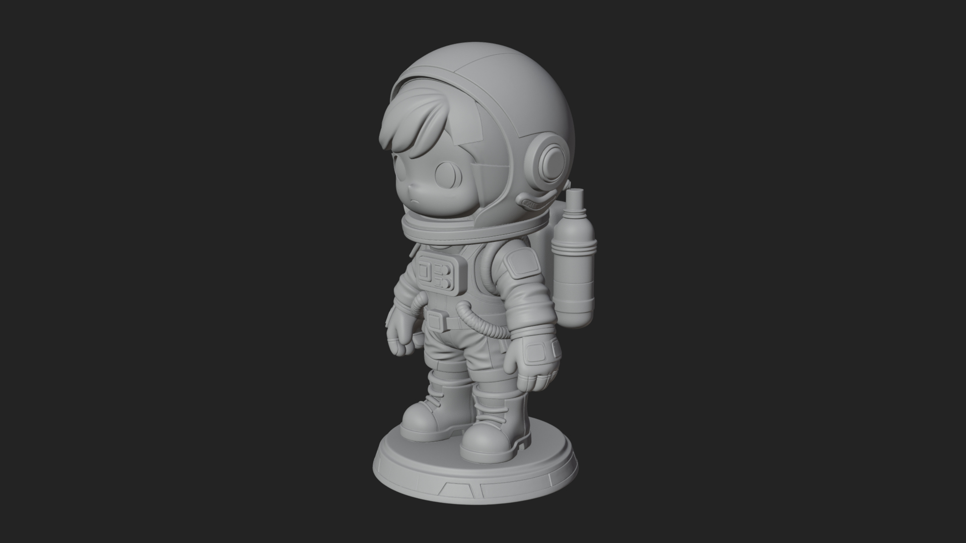 Chibi Astronaut in Suit Statue Design 5 3D Print Model 3D Model