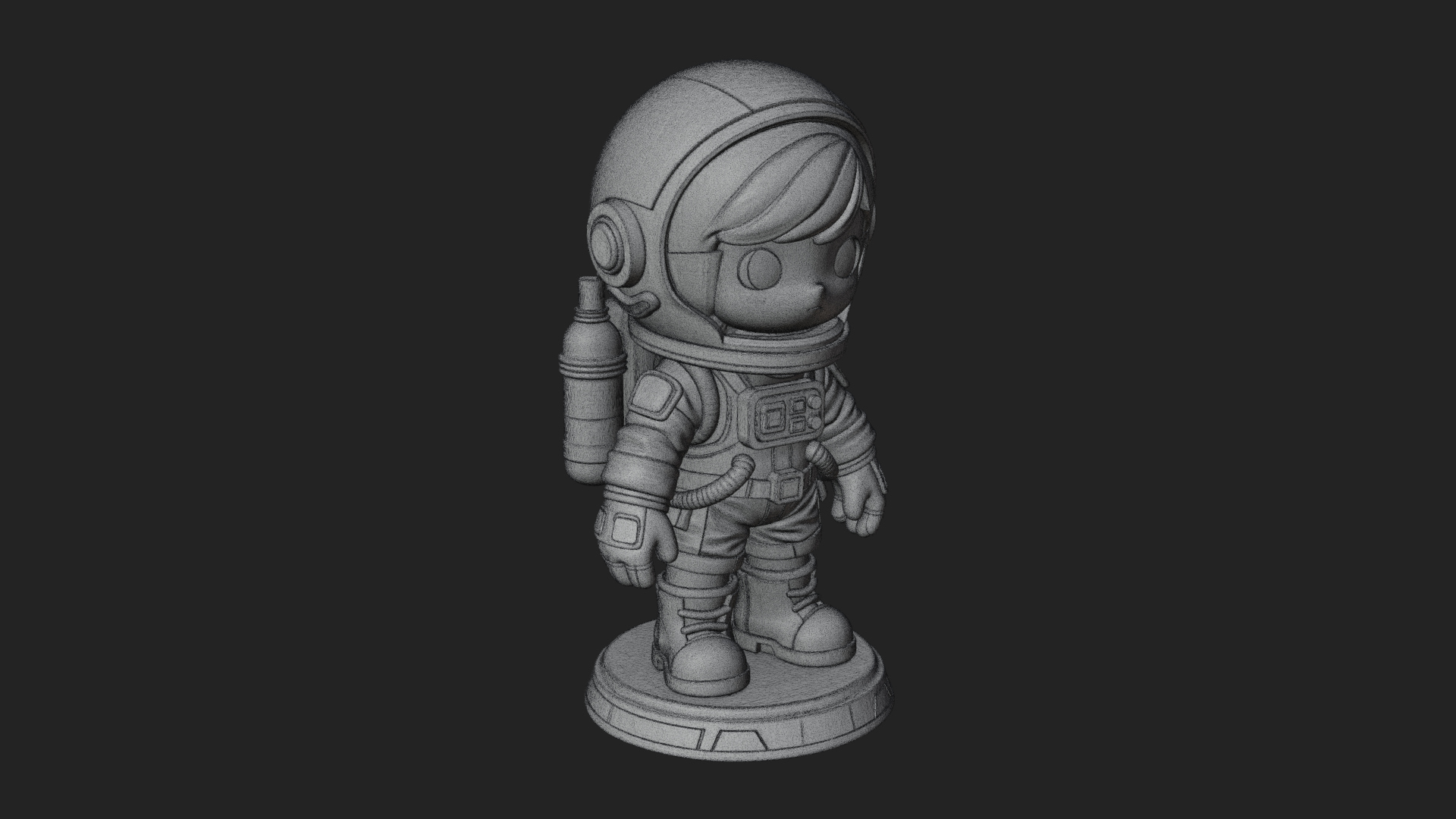 Chibi Astronaut in Suit Statue Design 5 3D Print Model 3D Model