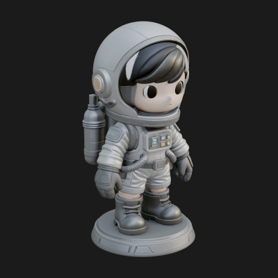 Chibi Astronaut in Suit Statue Design 5 3D Print Model