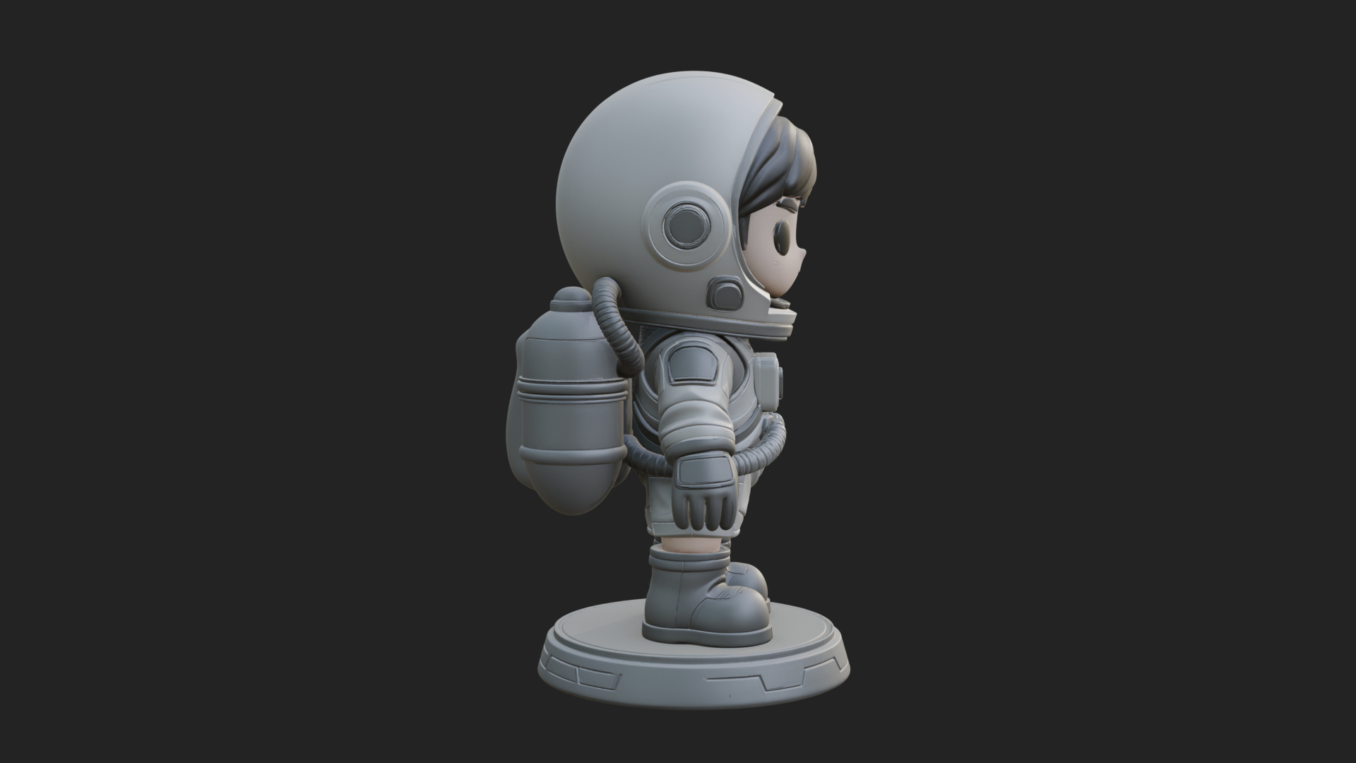 Chibi Astronaut in Suit Statue Design 6 3D Print Model 3D Model