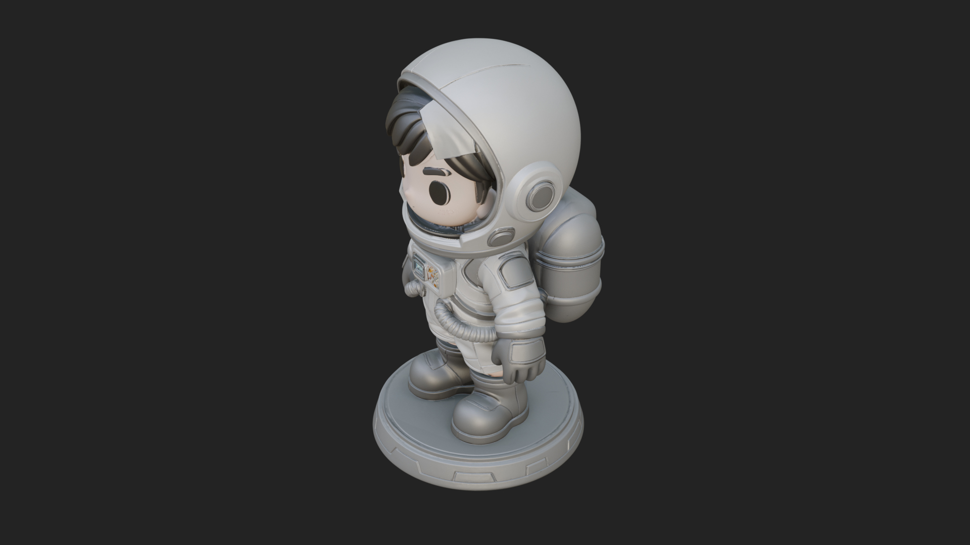 Chibi Astronaut in Suit Statue Design 6 3D Print Model 3D Model
