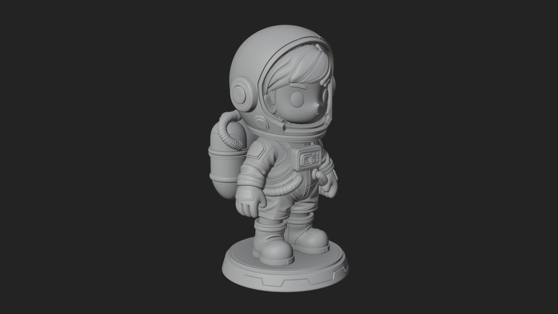 Chibi Astronaut in Suit Statue Design 6 3D Print Model 3D Model