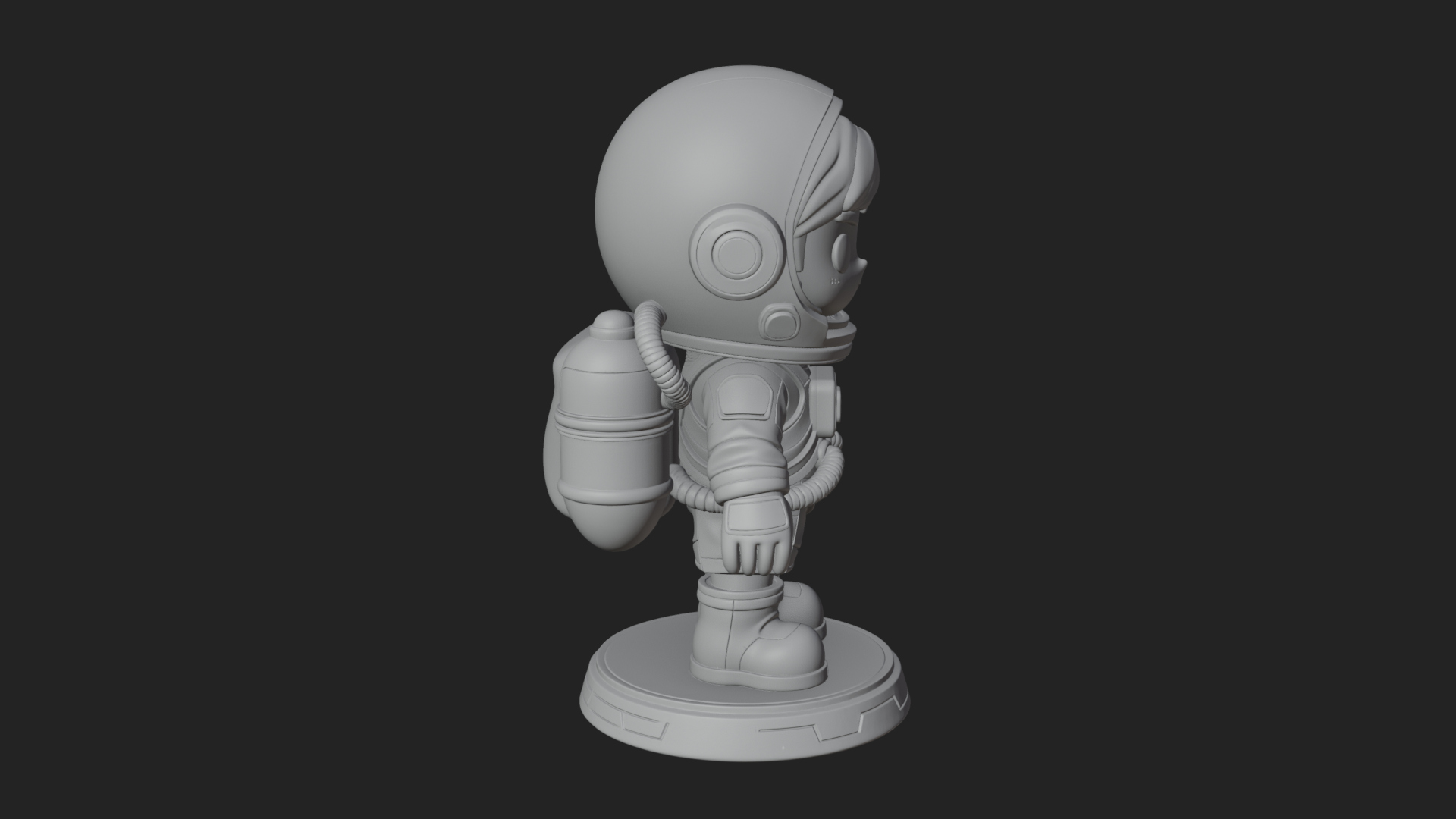 Chibi Astronaut in Suit Statue Design 6 3D Print Model 3D Model