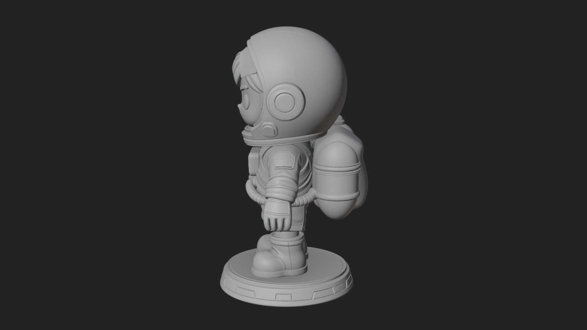 Chibi Astronaut in Suit Statue Design 6 3D Print Model 3D Model