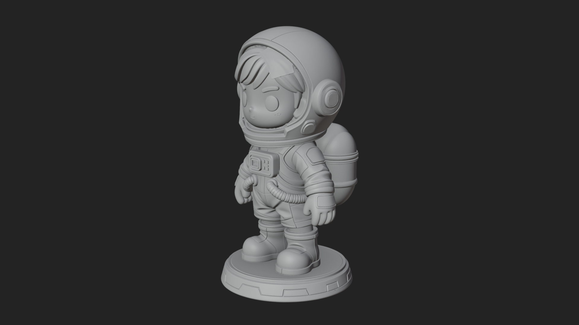 Chibi Astronaut in Suit Statue Design 6 3D Print Model 3D Model