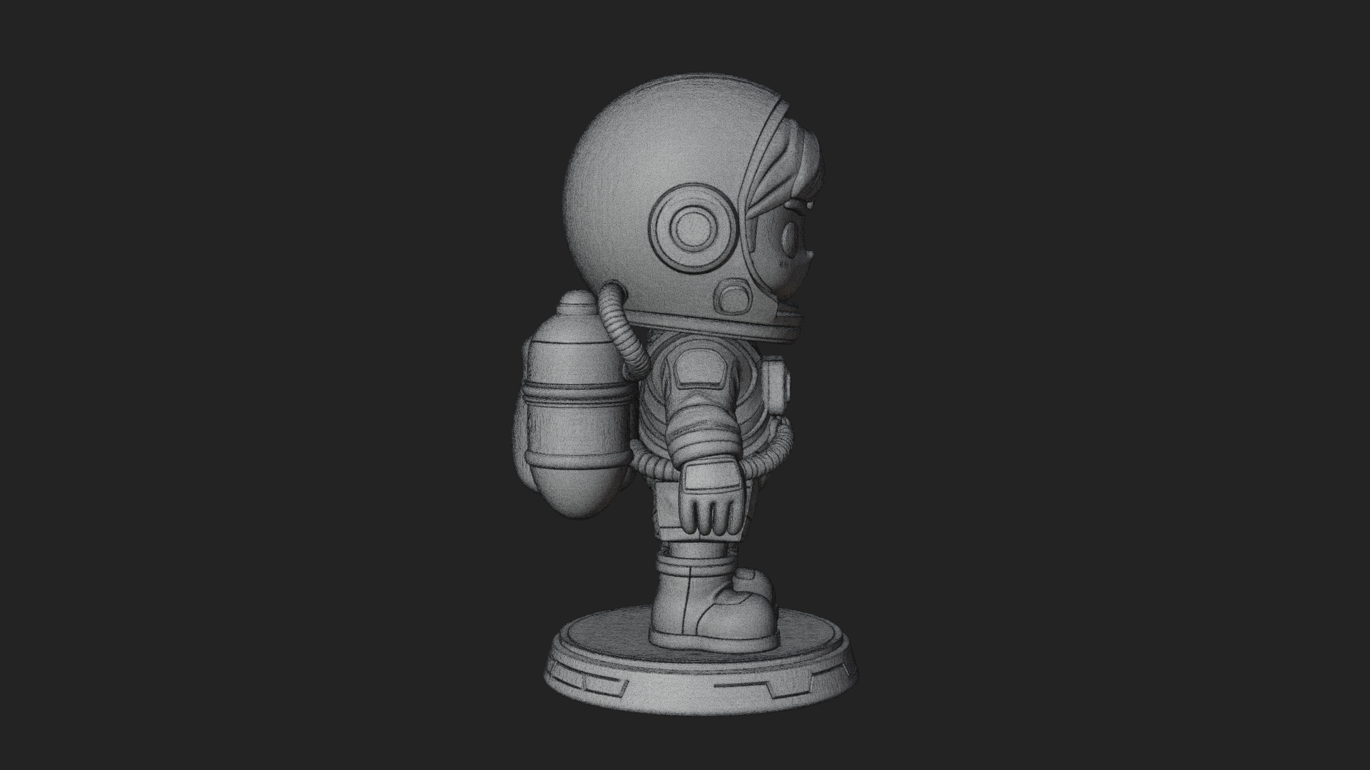 Chibi Astronaut in Suit Statue Design 6 3D Print Model 3D Model