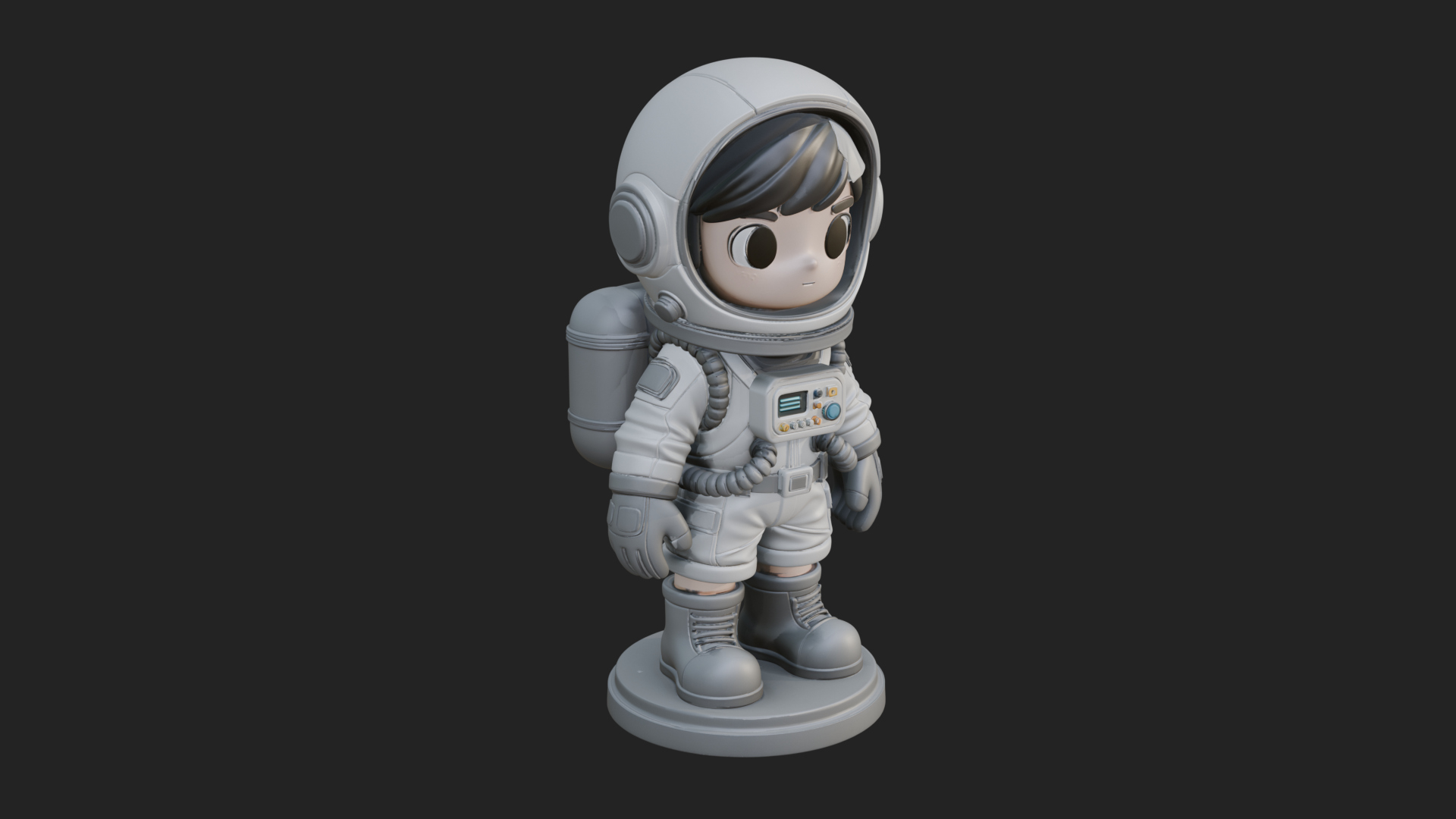 Chibi Astronaut in Suit Statue Design 7 3D Print Model 3D Model