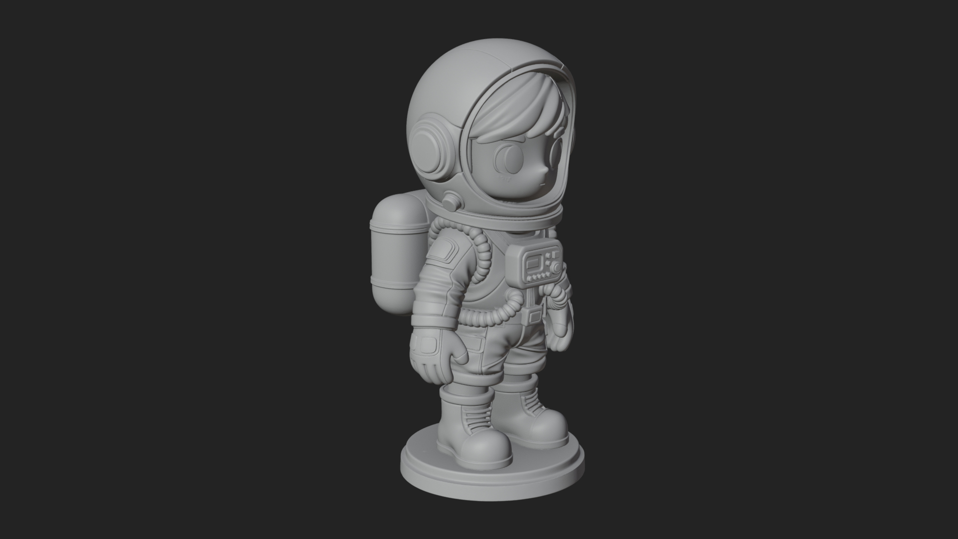 Chibi Astronaut in Suit Statue Design 7 3D Print Model 3D Model