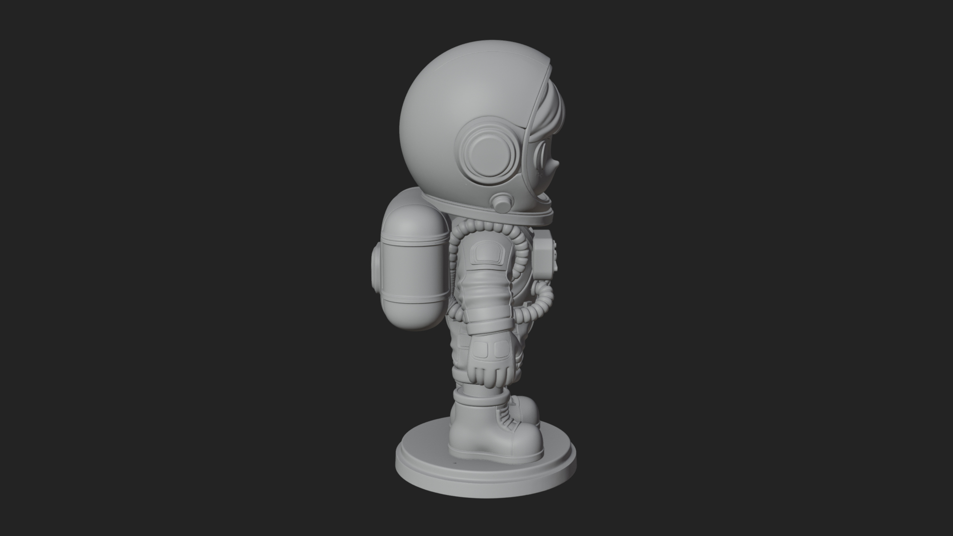 Chibi Astronaut in Suit Statue Design 7 3D Print Model 3D Model