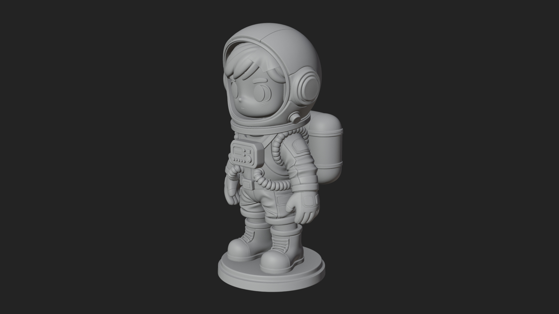 Chibi Astronaut in Suit Statue Design 7 3D Print Model 3D Model