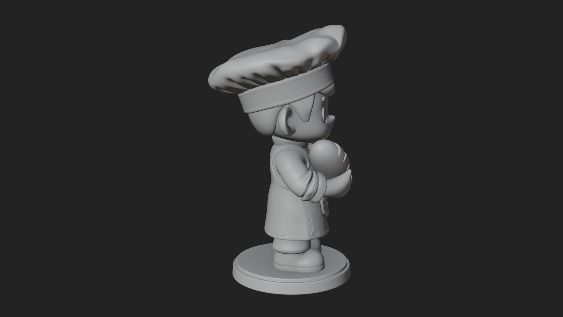 Chibi Baker with Bread Statue Design 1 3D Print Model 3D Model