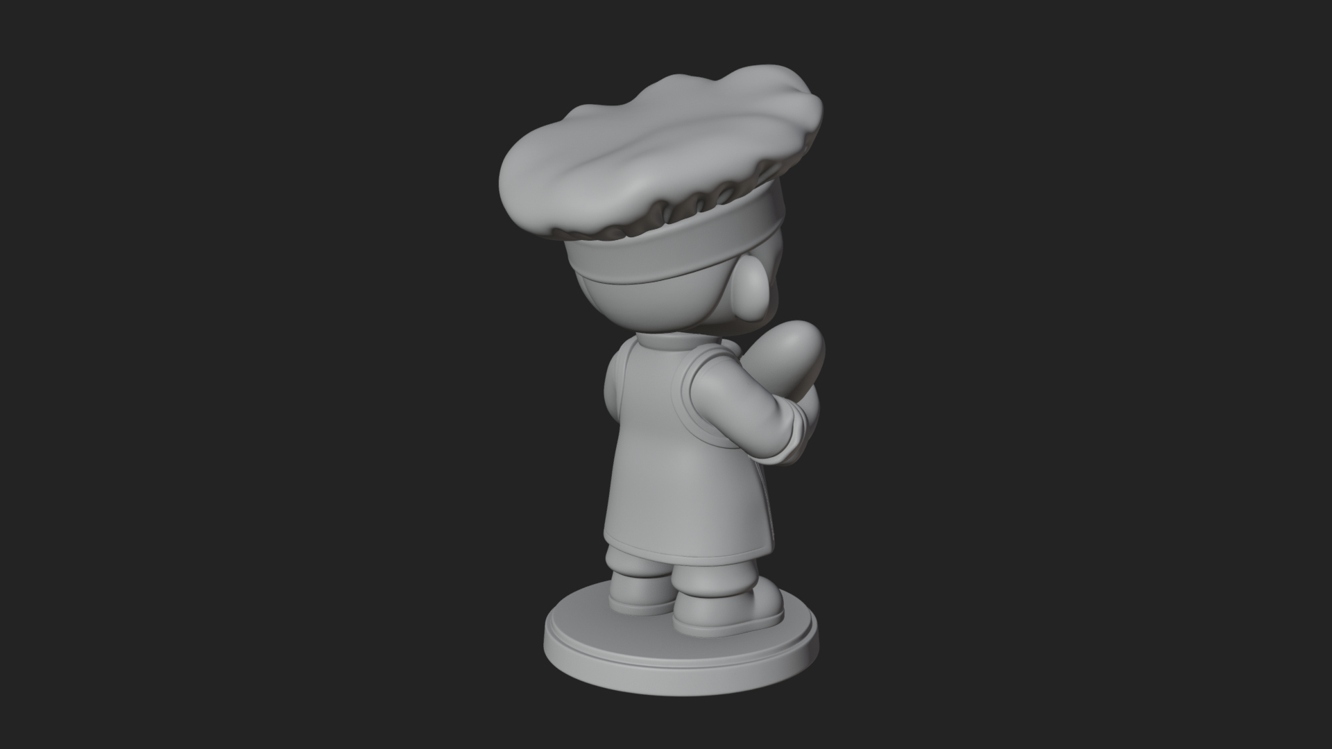 Chibi Baker with Bread Statue Design 1 3D Print Model 3D Model