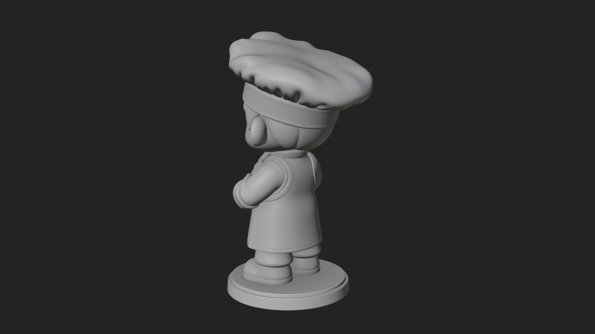 Chibi Baker with Bread Statue Design 1 3D Print Model 3D Model
