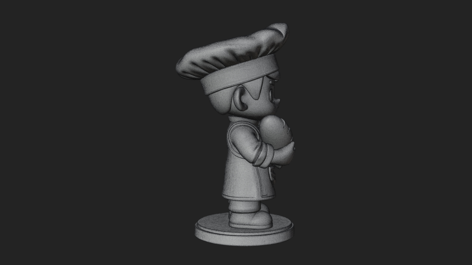 Chibi Baker with Bread Statue Design 1 3D Print Model 3D Model