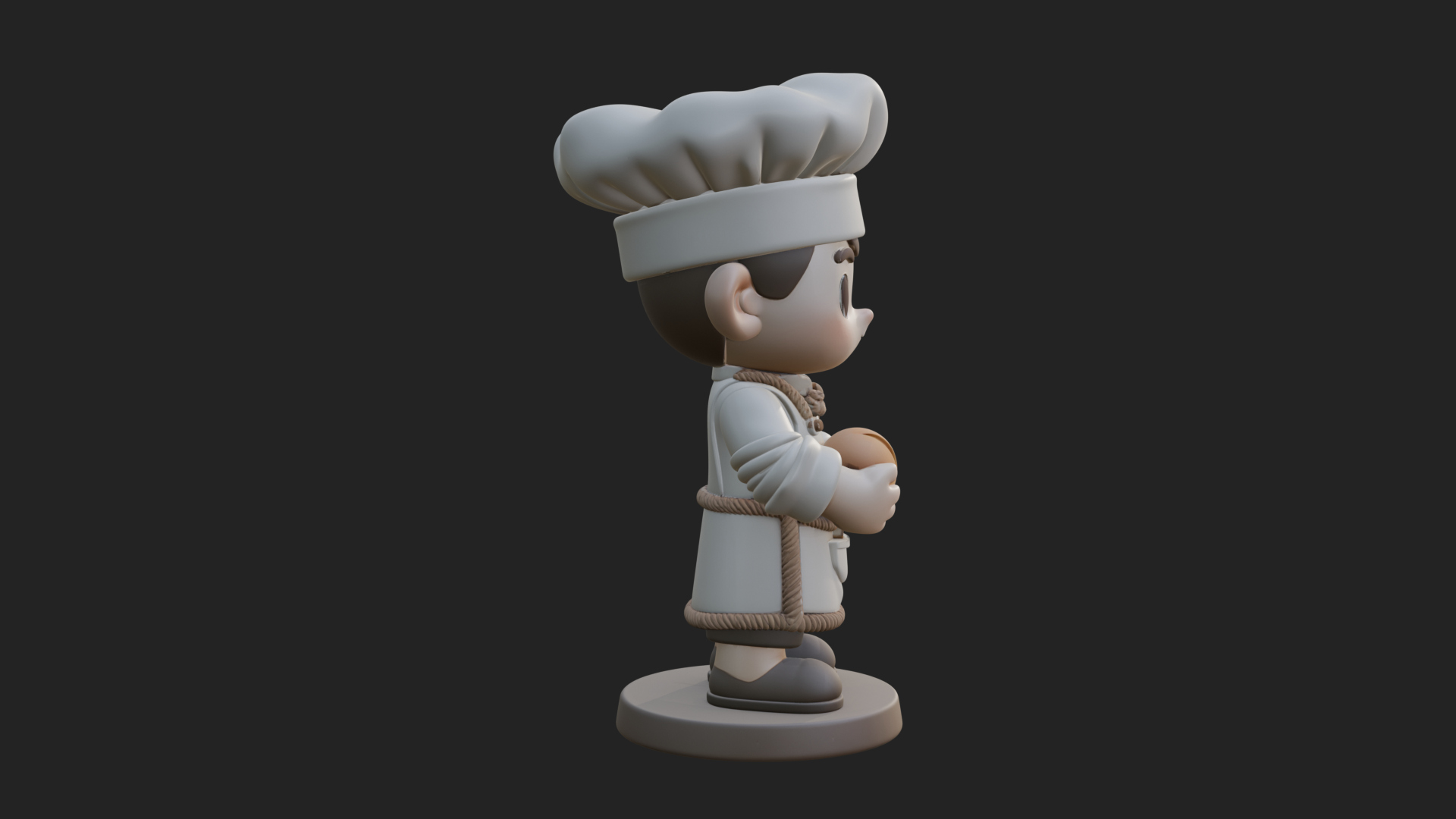 Chibi Baker with Bread Statue Design 2 3D Print Model 3D Model