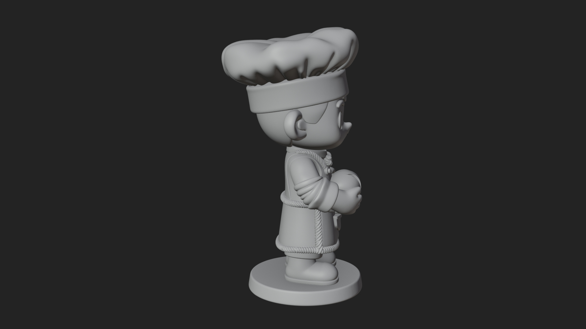 Chibi Baker with Bread Statue Design 2 3D Print Model 3D Model