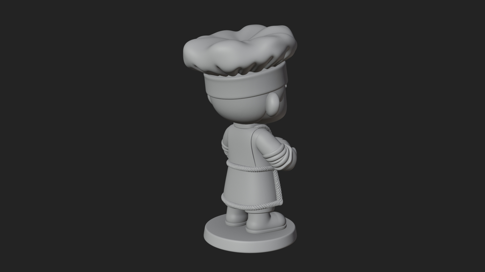 Chibi Baker with Bread Statue Design 2 3D Print Model 3D Model