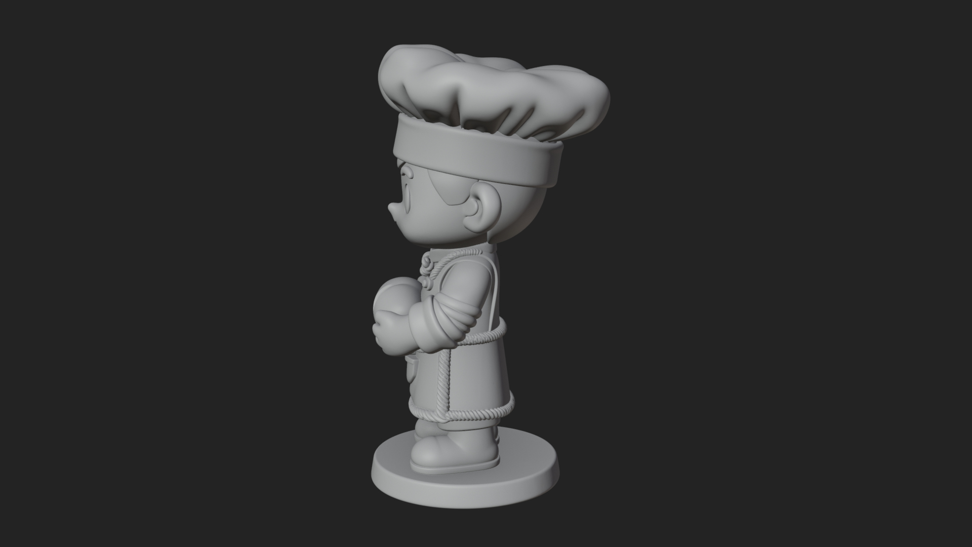 Chibi Baker with Bread Statue Design 2 3D Print Model 3D Model