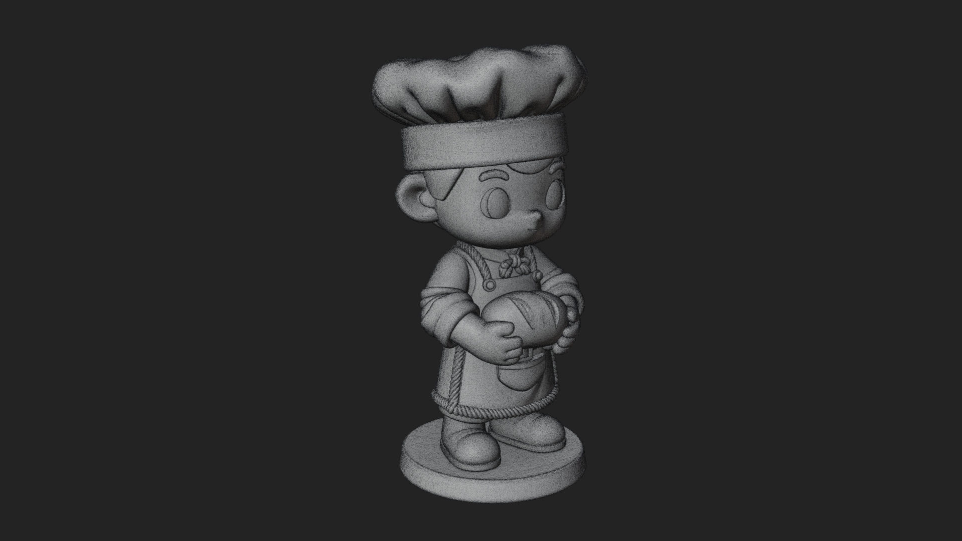 Chibi Baker with Bread Statue Design 2 3D Print Model 3D Model