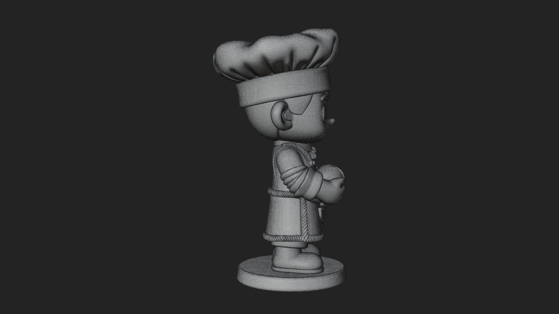 Chibi Baker with Bread Statue Design 2 3D Print Model 3D Model