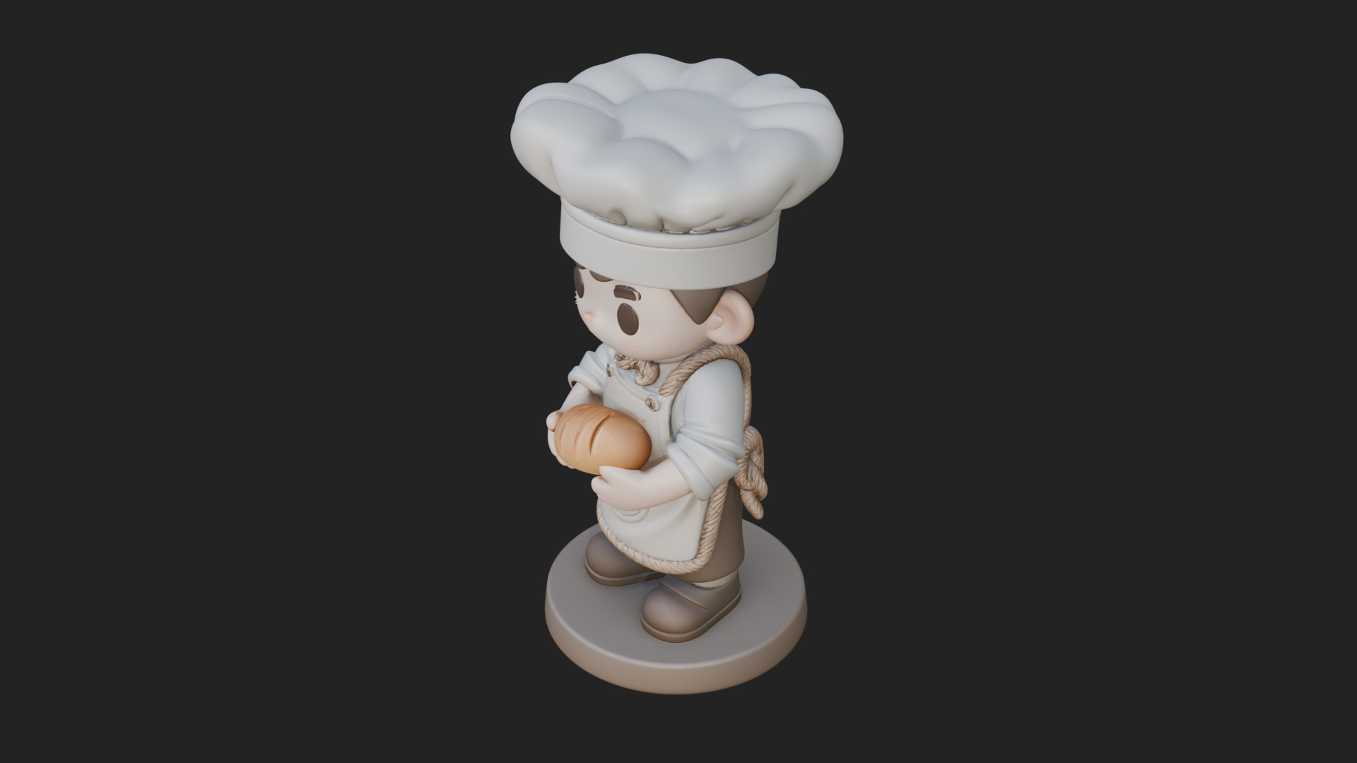Chibi Baker with Bread Statue Design 3 3D Print Model 3D Model