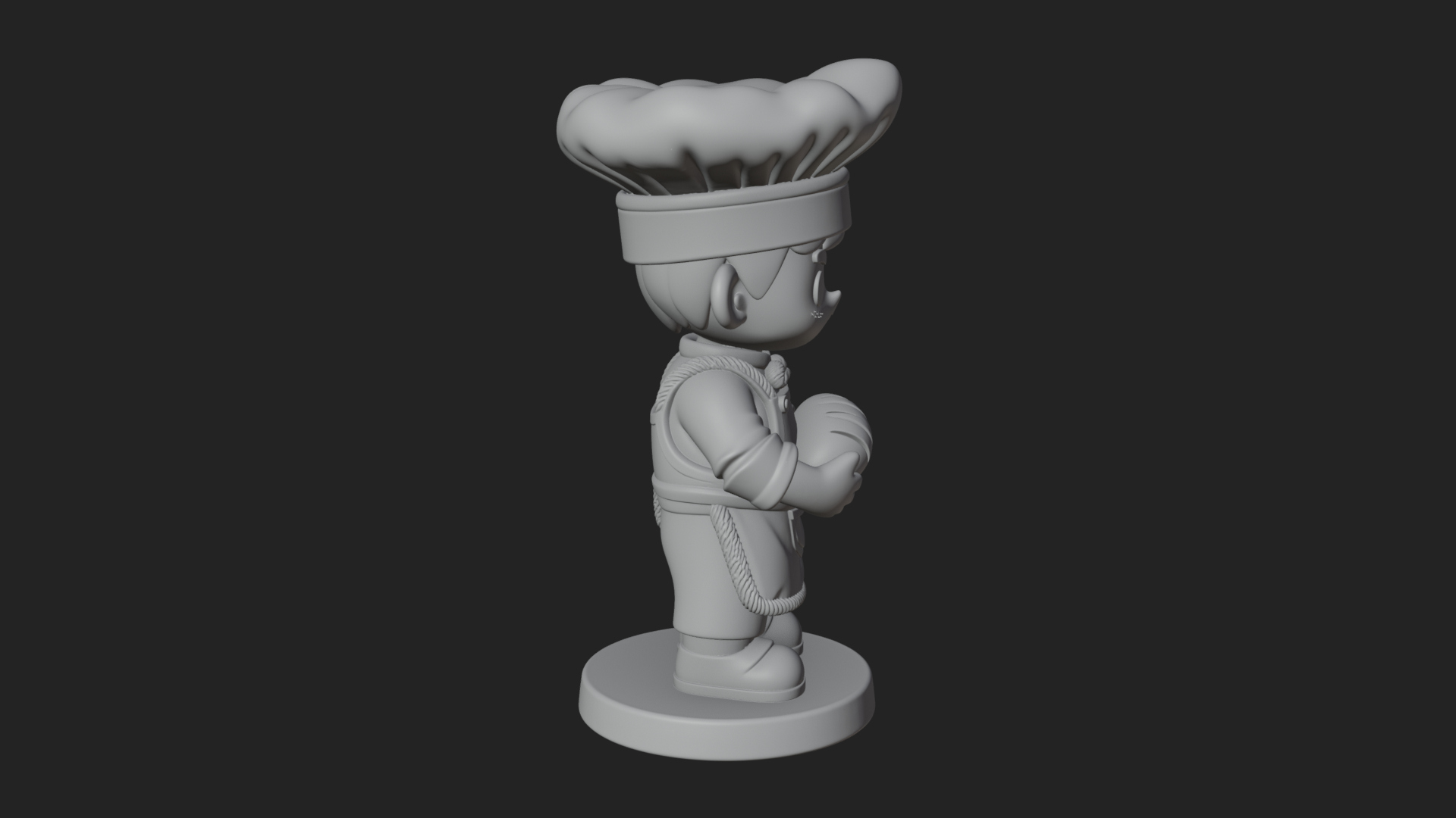 Chibi Baker with Bread Statue Design 3 3D Print Model 3D Model