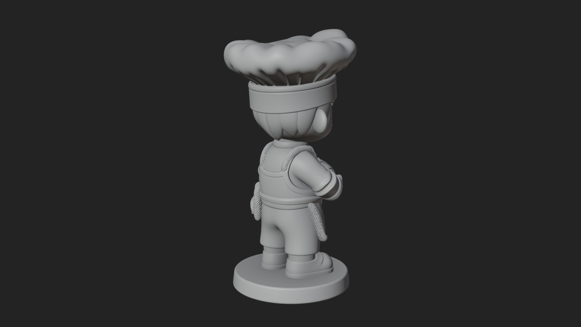 Chibi Baker with Bread Statue Design 3 3D Print Model 3D Model