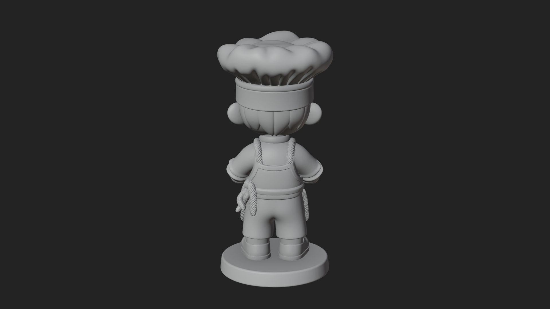 Chibi Baker with Bread Statue Design 3 3D Print Model 3D Model