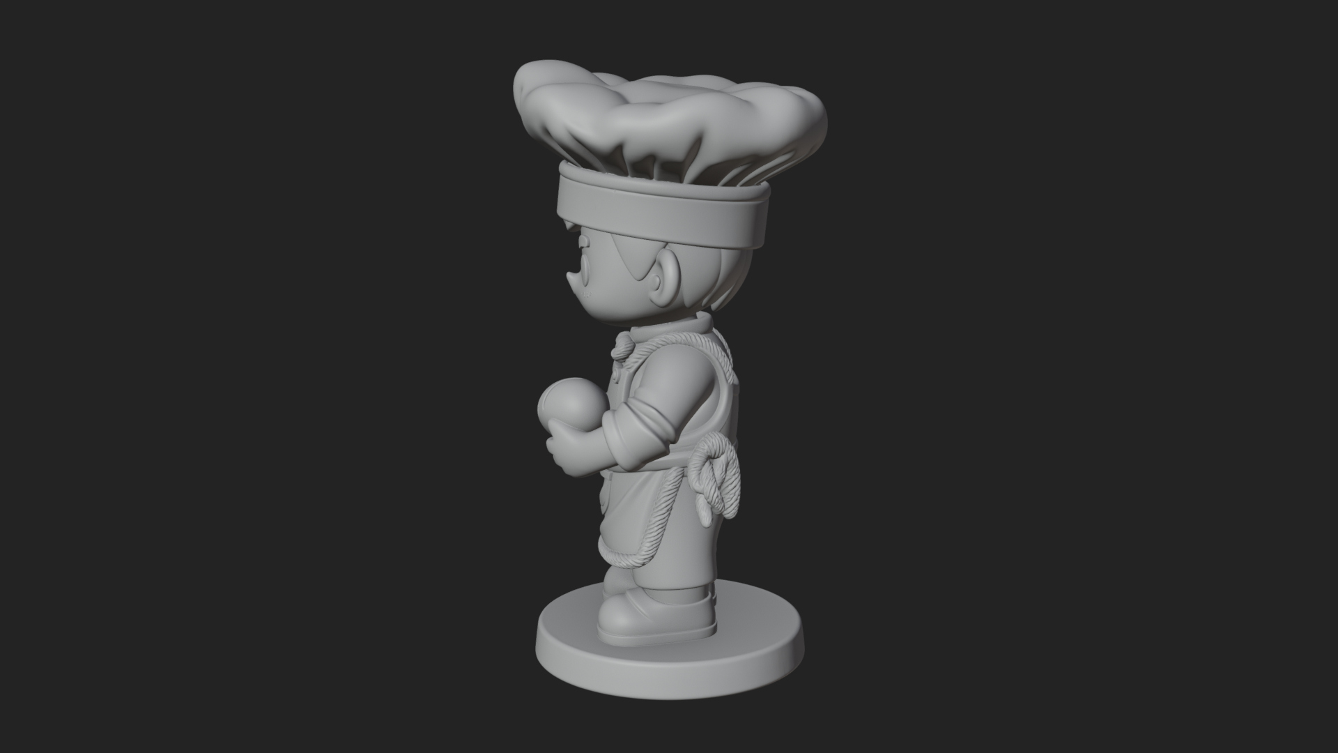 Chibi Baker with Bread Statue Design 3 3D Print Model 3D Model