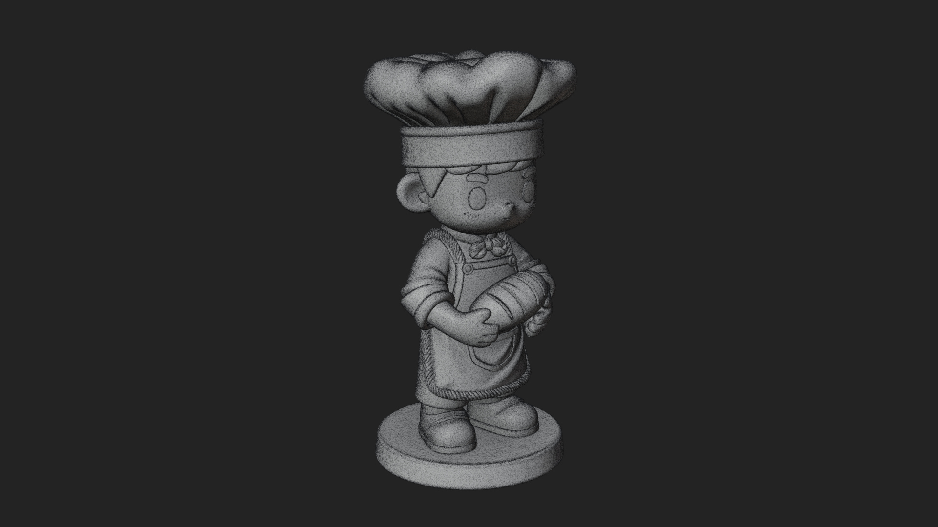 Chibi Baker with Bread Statue Design 3 3D Print Model 3D Model