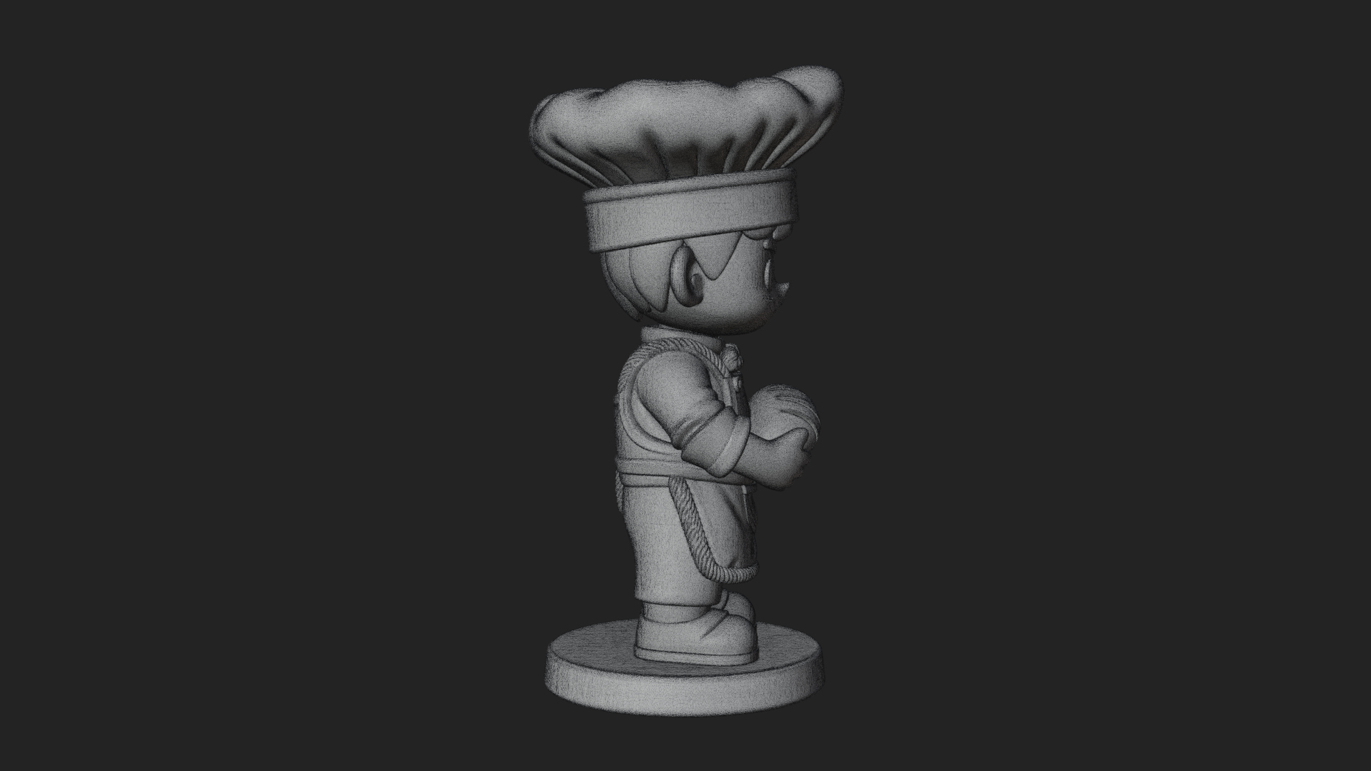 Chibi Baker with Bread Statue Design 3 3D Print Model 3D Model