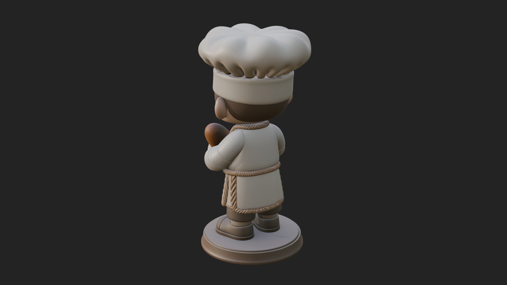 Chibi Baker with Bread Statue Design 4 3D Print Model 3D Model