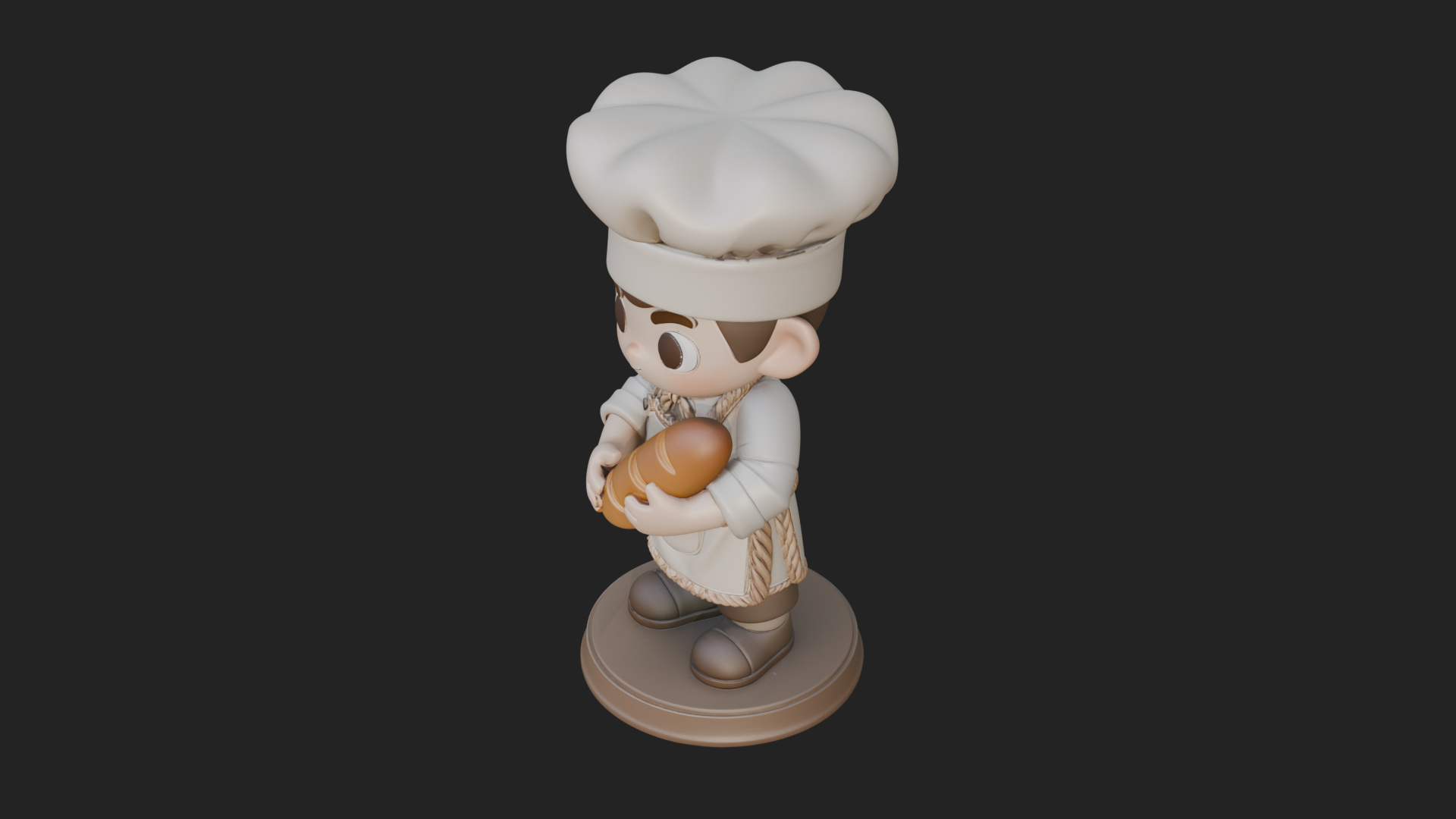 Chibi Baker with Bread Statue Design 4 3D Print Model 3D Model