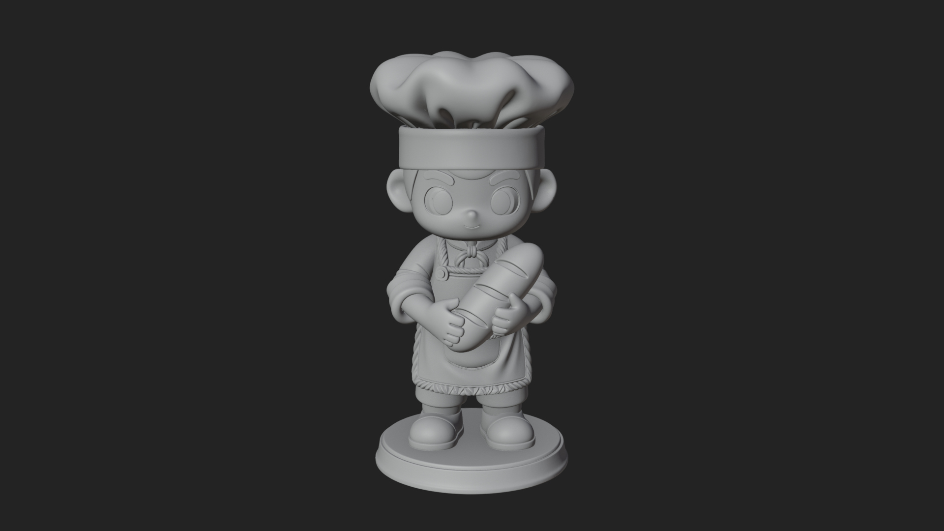 Chibi Baker with Bread Statue Design 4 3D Print Model 3D Model