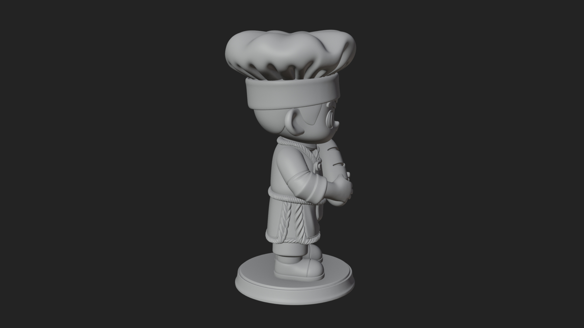 Chibi Baker with Bread Statue Design 4 3D Print Model 3D Model