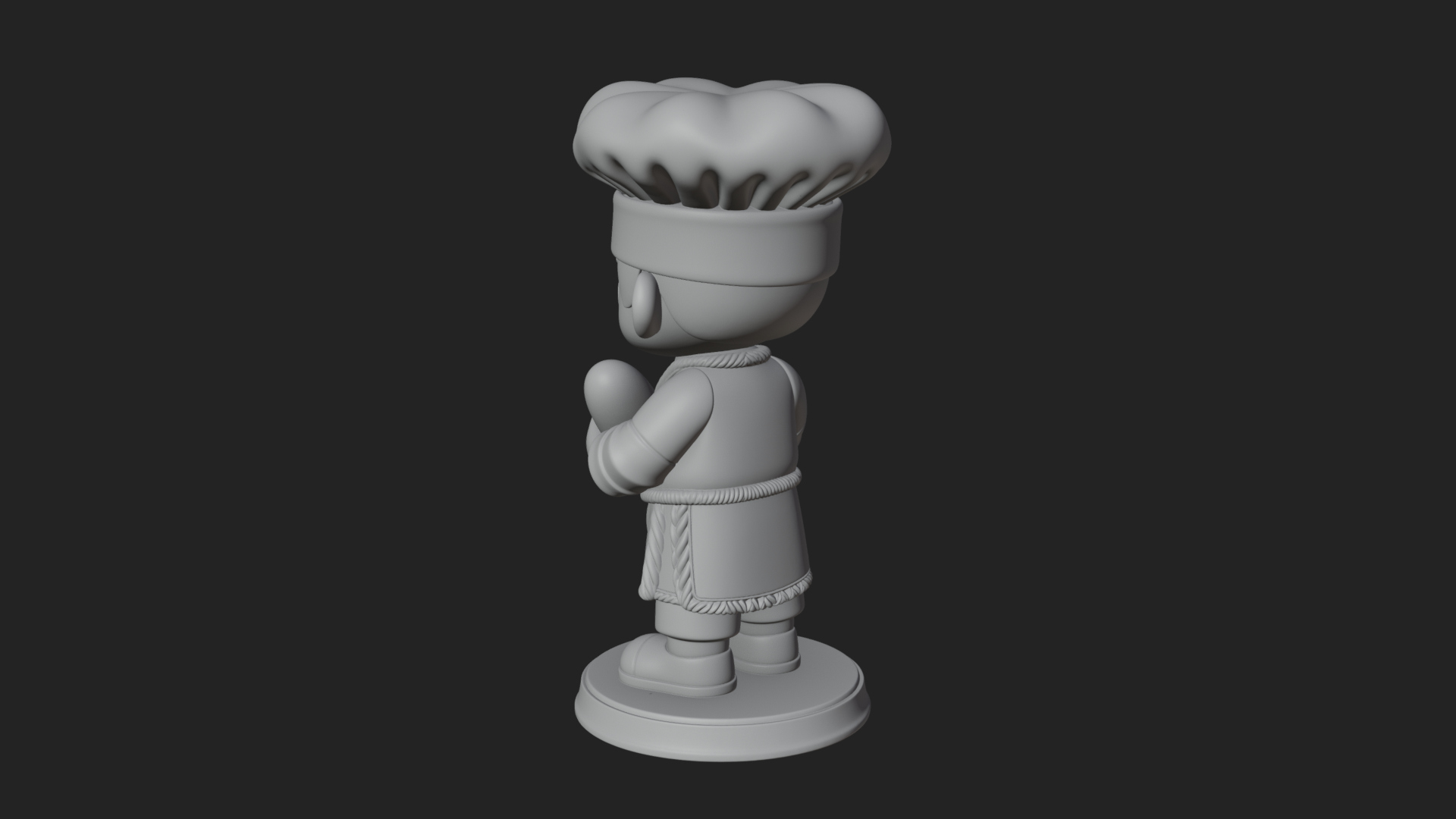 Chibi Baker with Bread Statue Design 4 3D Print Model 3D Model