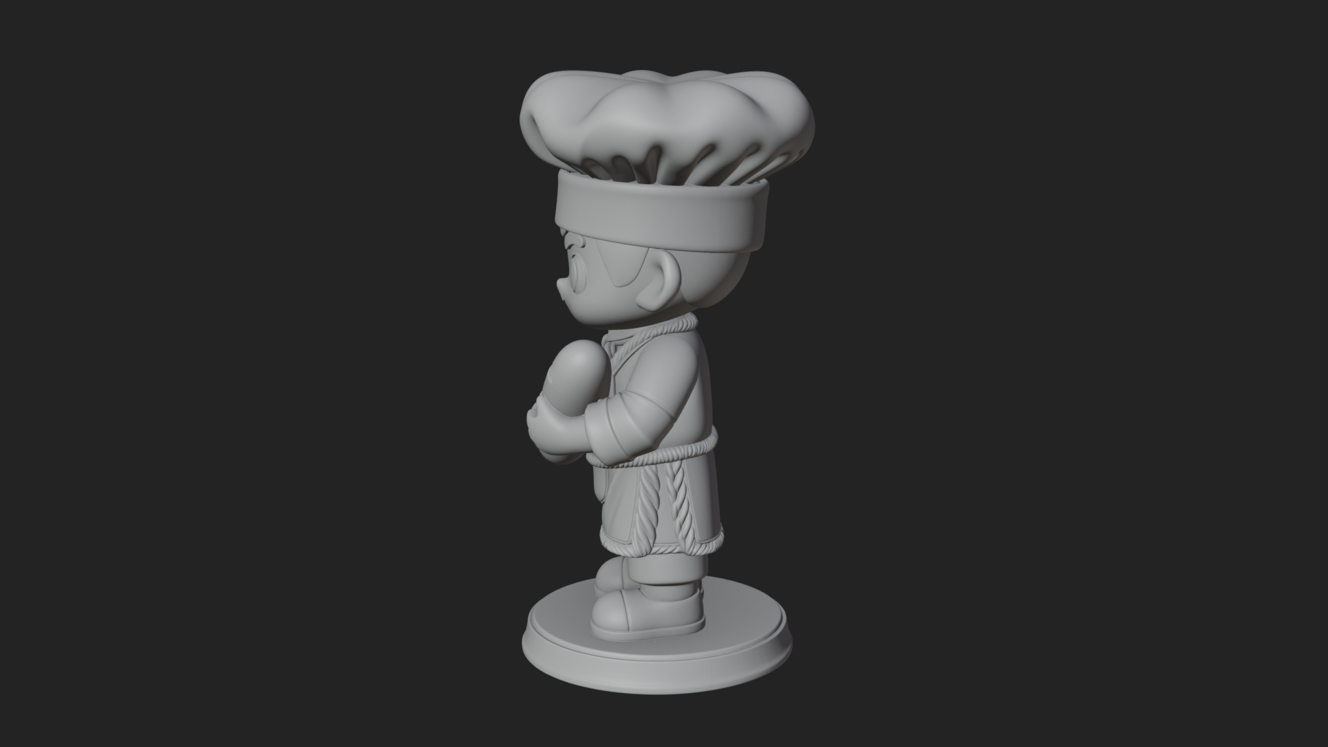Chibi Baker with Bread Statue Design 4 3D Print Model 3D Model