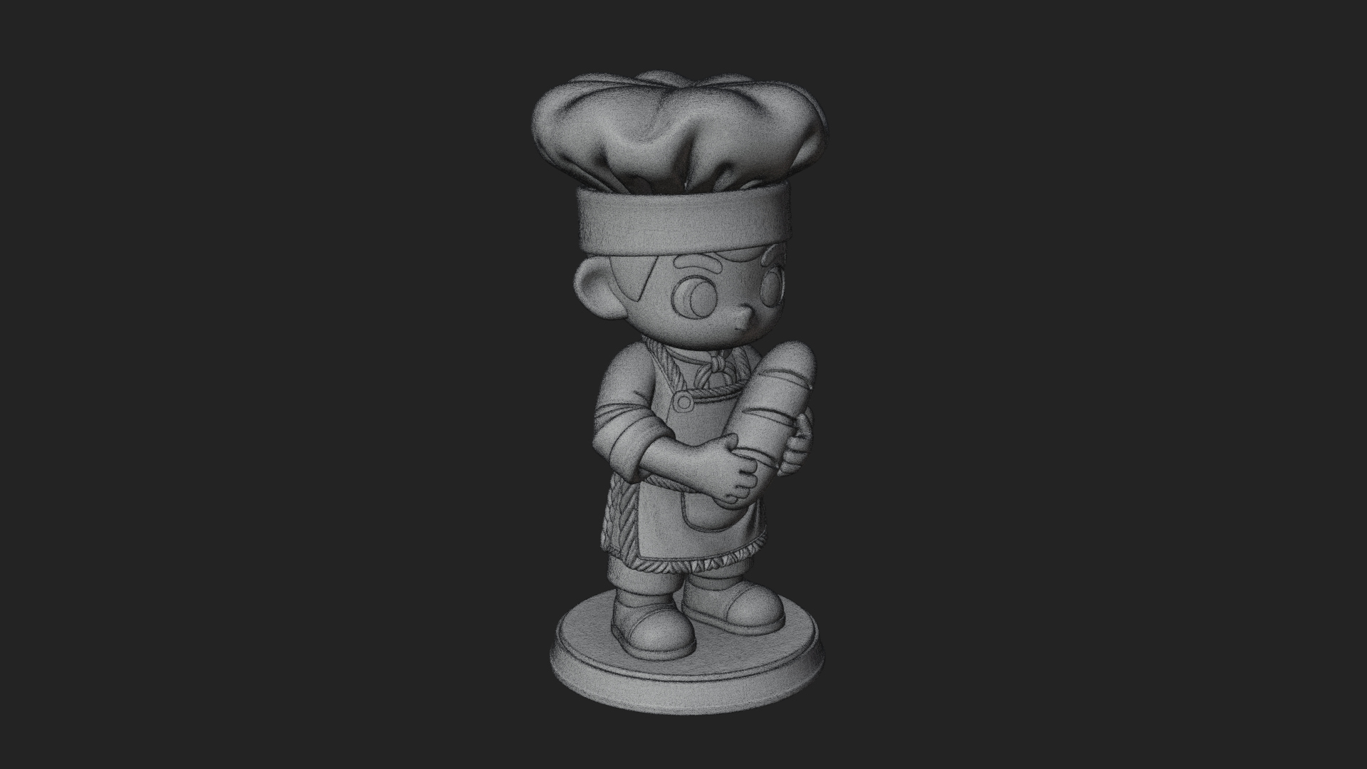 Chibi Baker with Bread Statue Design 4 3D Print Model 3D Model