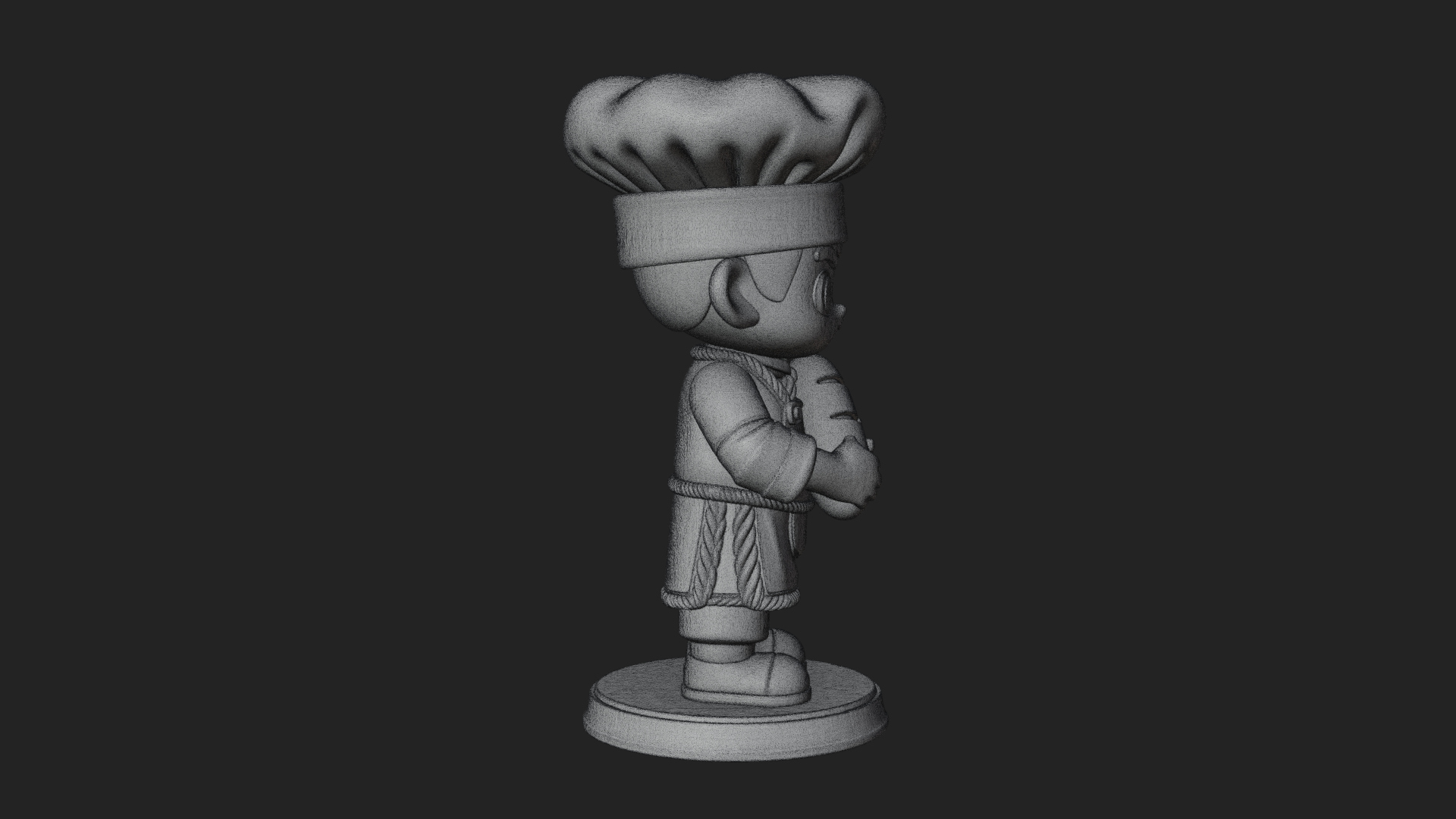 Chibi Baker with Bread Statue Design 4 3D Print Model 3D Model