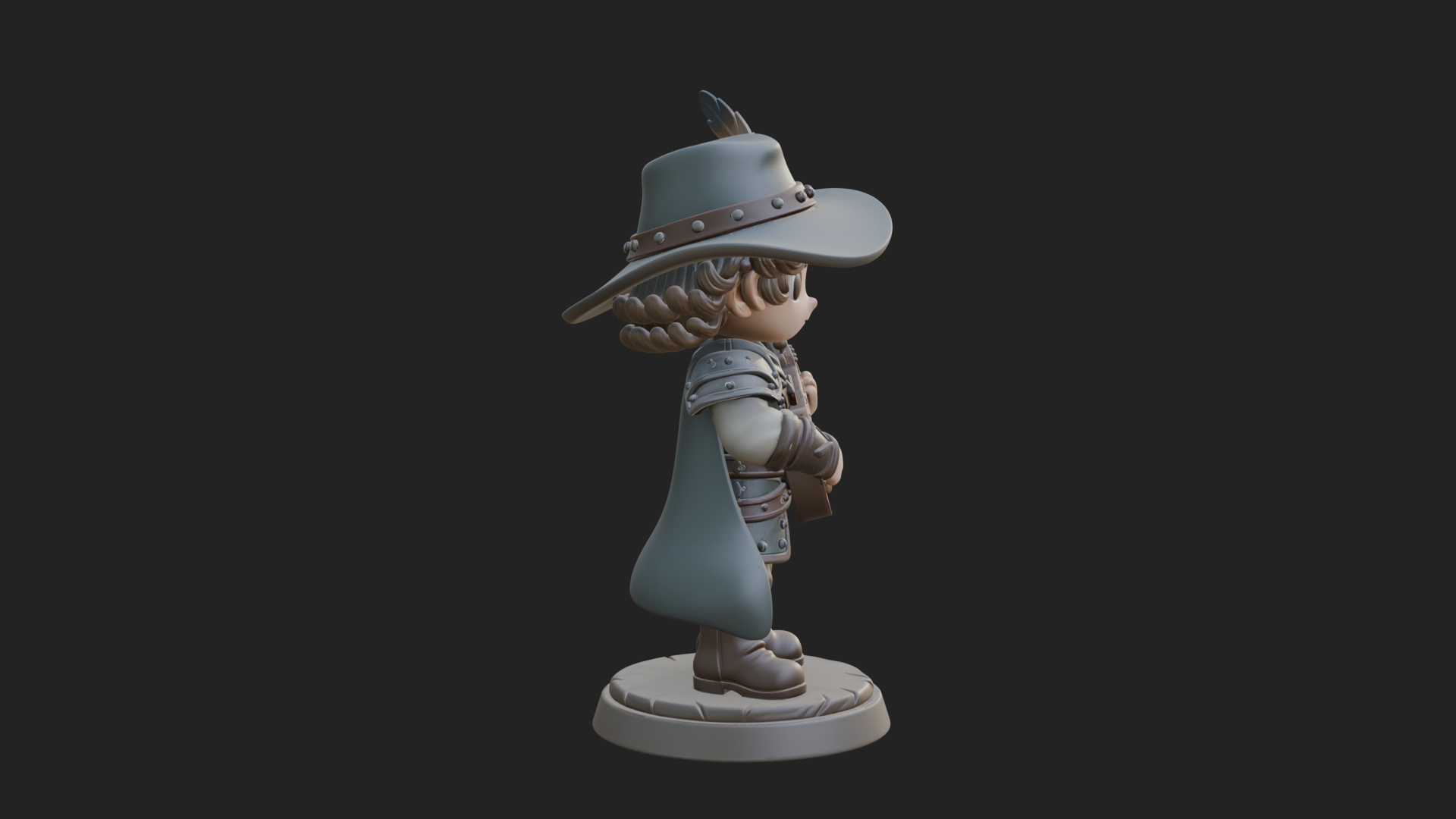 Chibi Bard with Lute Statue Design 1 3D Print Model 3D Model