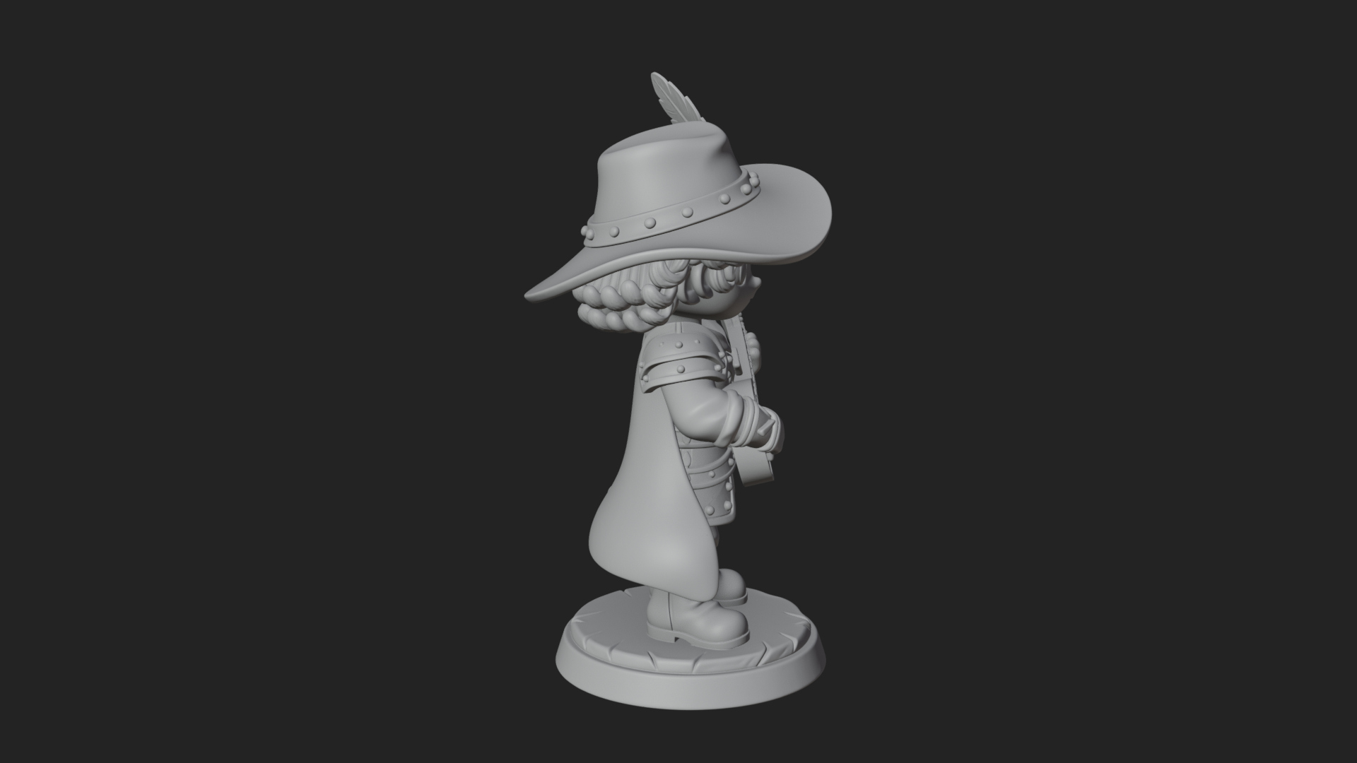 Chibi Bard with Lute Statue Design 1 3D Print Model 3D Model