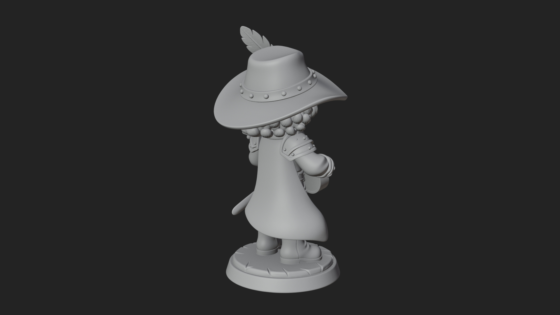 Chibi Bard with Lute Statue Design 1 3D Print Model 3D Model