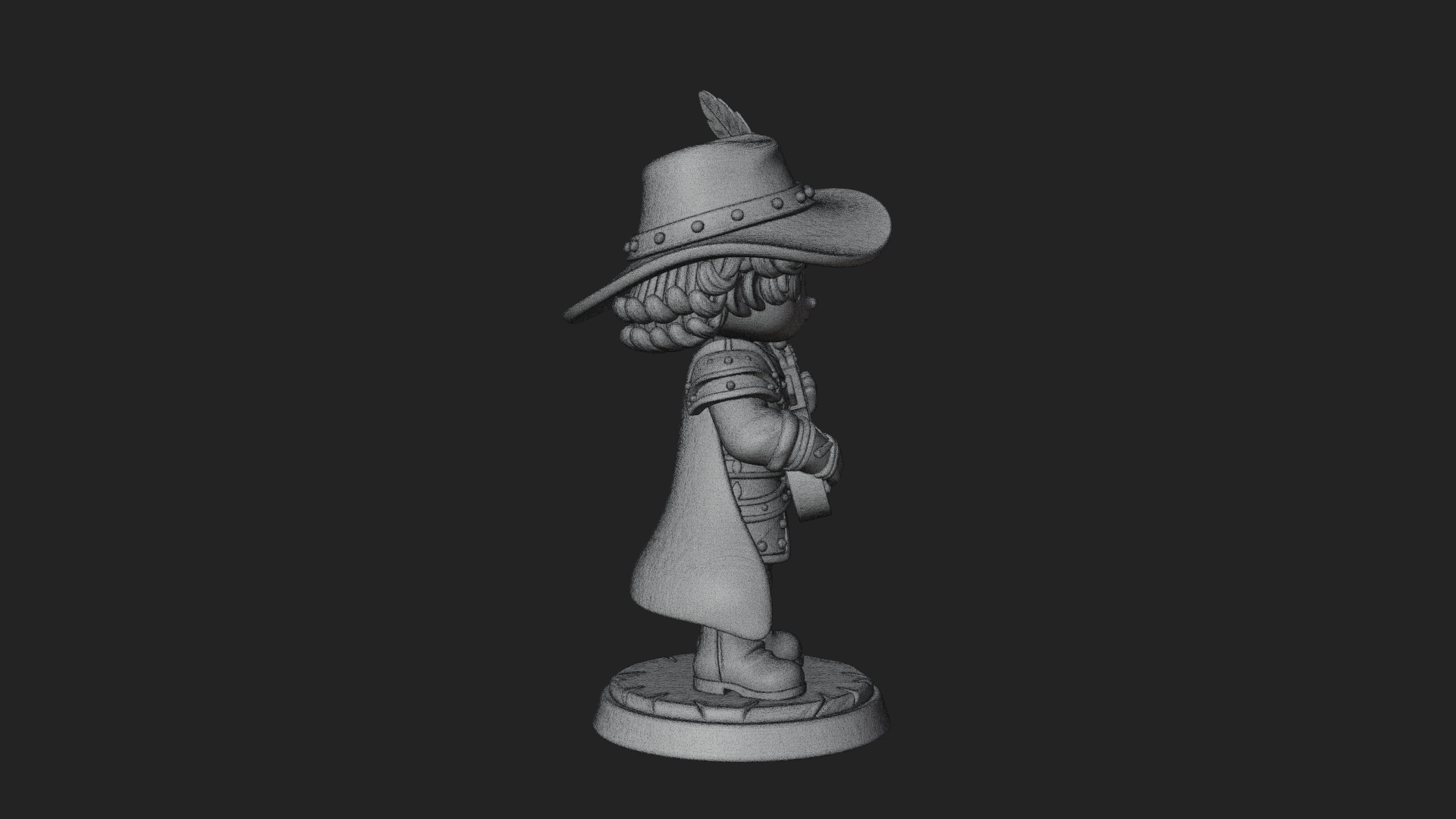 Chibi Bard with Lute Statue Design 1 3D Print Model 3D Model